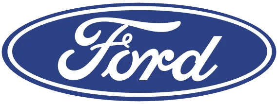 Ford-Logo in blau und silber auf weißem Hintergrund, Autohaus Trauner, Bruck, Ford Autohaus